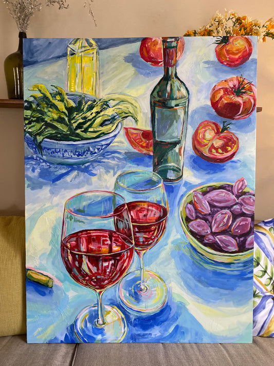 Meze & Wine | Original Acrylic Painting