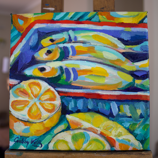 Sardines & Lemons | Original Oil Painting